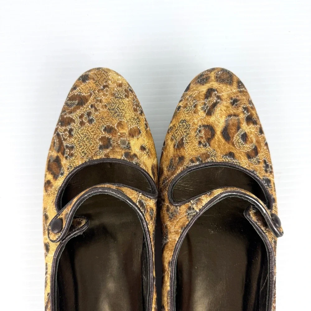 Donald‎ J Pliner Couture Henna Leopard Mary Jane Flats Jacquard Italy Size 8M
